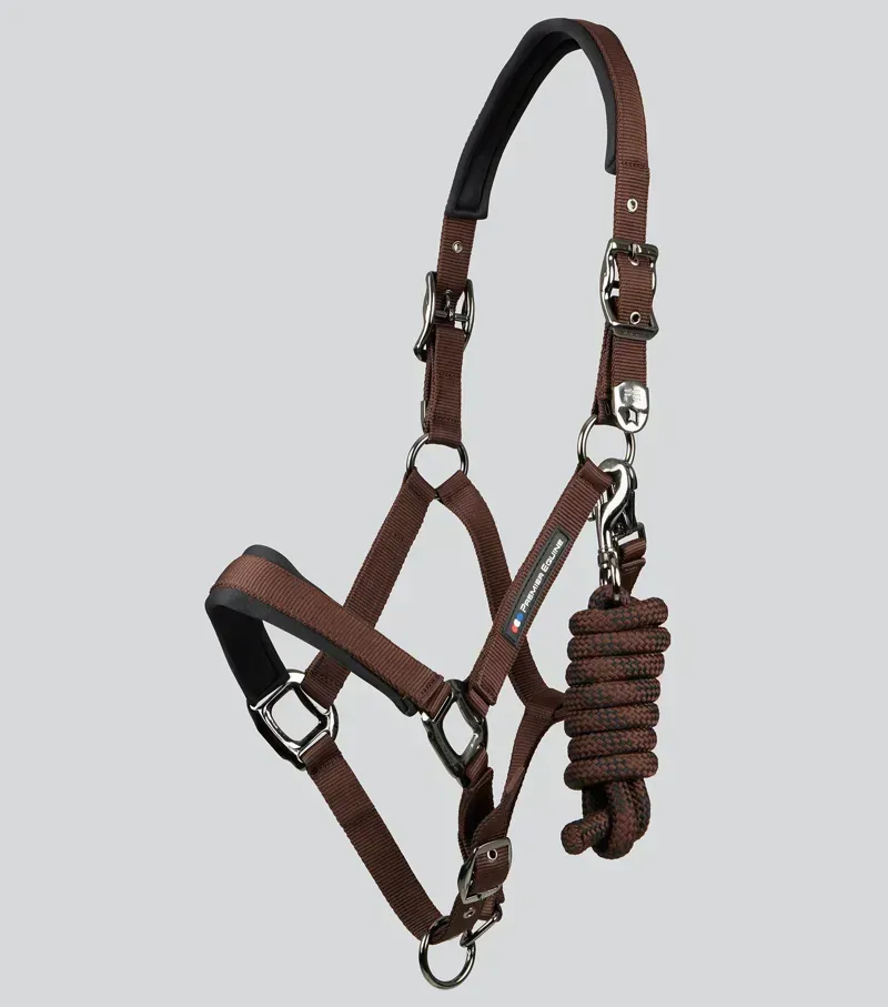 Premier Equine Corda Padded Head Collar With Lead Rope in Brown