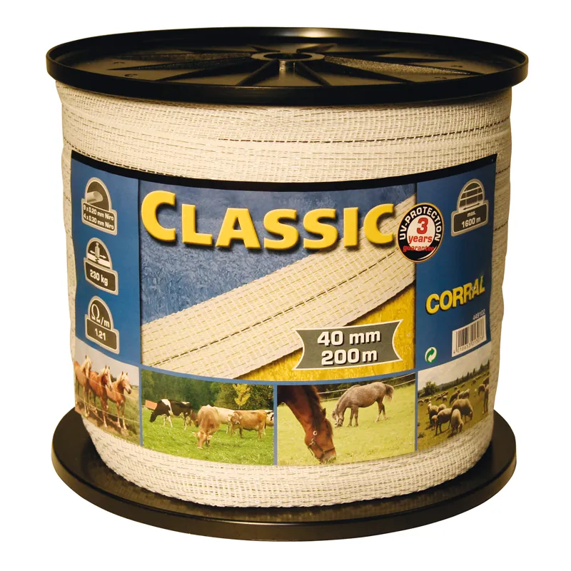 Corral 200mx40mm Classic Fencing Tape in White