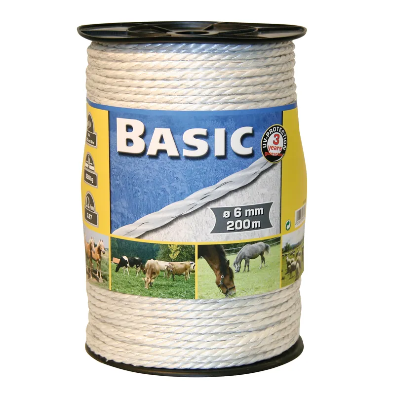 Corral 200m Basic Fencing Rope w/Steel Wires in White