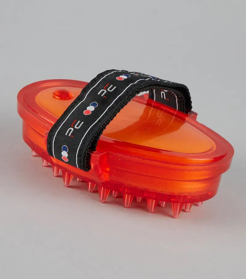 Premier Equine Curry Comb With Integrated Sponge in Black Red