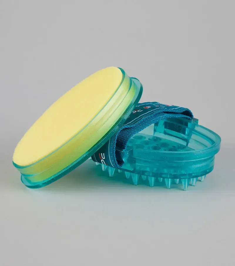 Premier Equine Curry Comb With Integrated Sponge in Med Blue Peacock-1