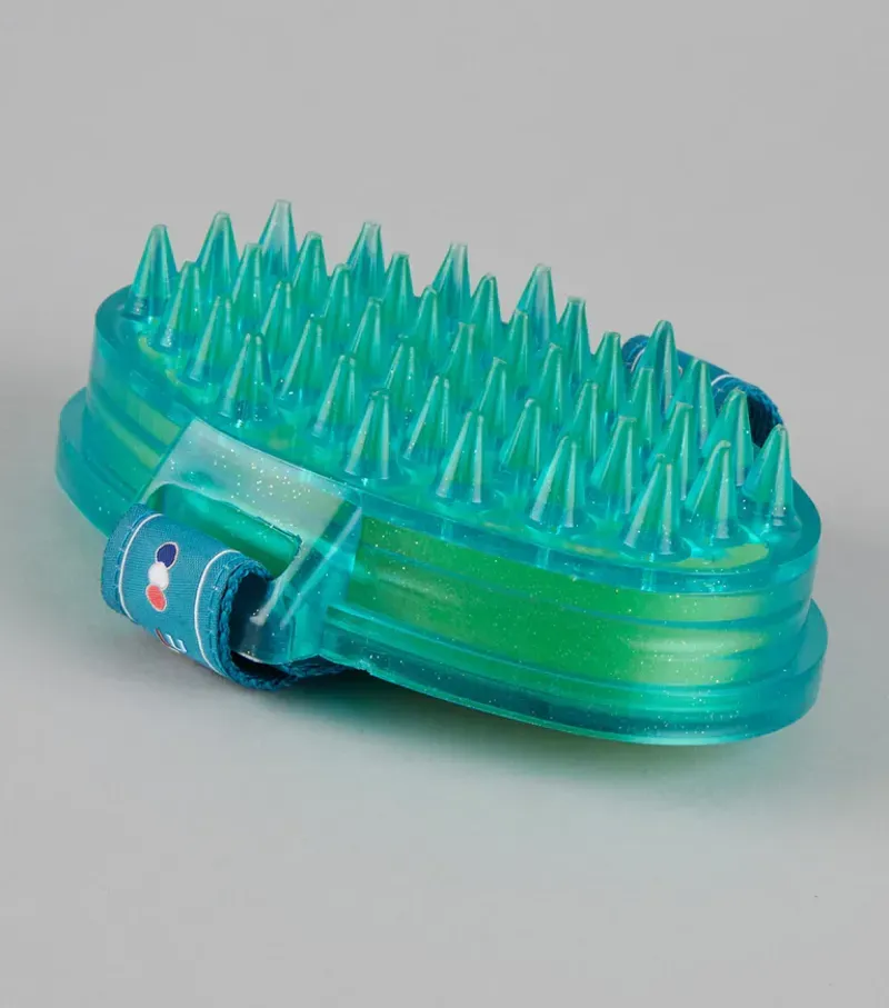 Premier Equine Curry Comb With Integrated Sponge in Med Blue Peacock-2