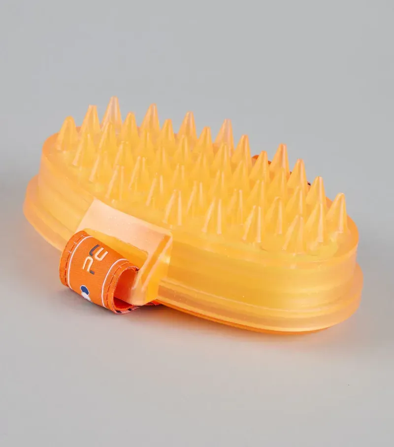 Premier Equine Curry Comb With Integrated Sponge in Orange Amber-2