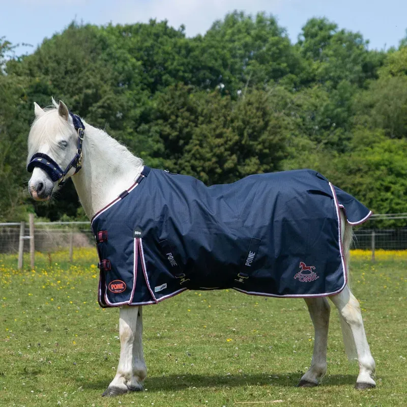 Gallop Ponie Duraproof 50g 5-Point Standard Neck Turnout Rug in Navy-1