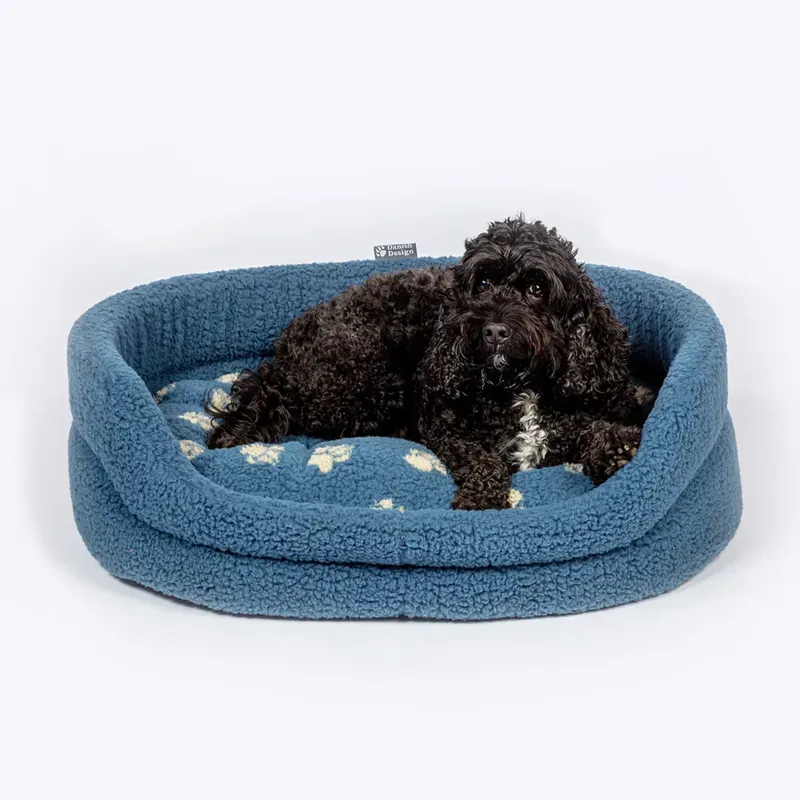 Danish Design Large Fleece Harbour Paw Slumber Bed in Blue