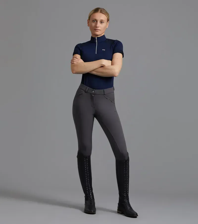 Premier Equine Ladies Delta Full Seat Gel Riding Breeches in Anthracite