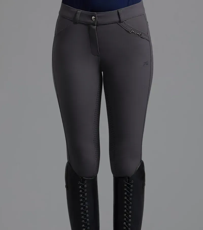Premier Equine Ladies Delta Full Seat Gel Riding Breeches in Anthracite-3