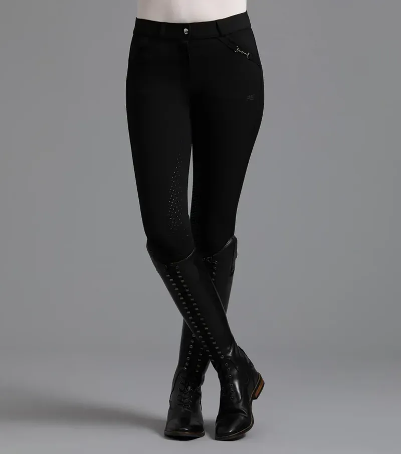 Premier Equine Ladies Delta Full Seat Gel Riding Breeches in Black-3