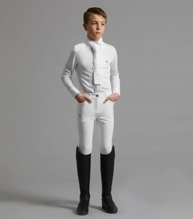 Premier Equine Boys Derby Competition Riding Breeches in White