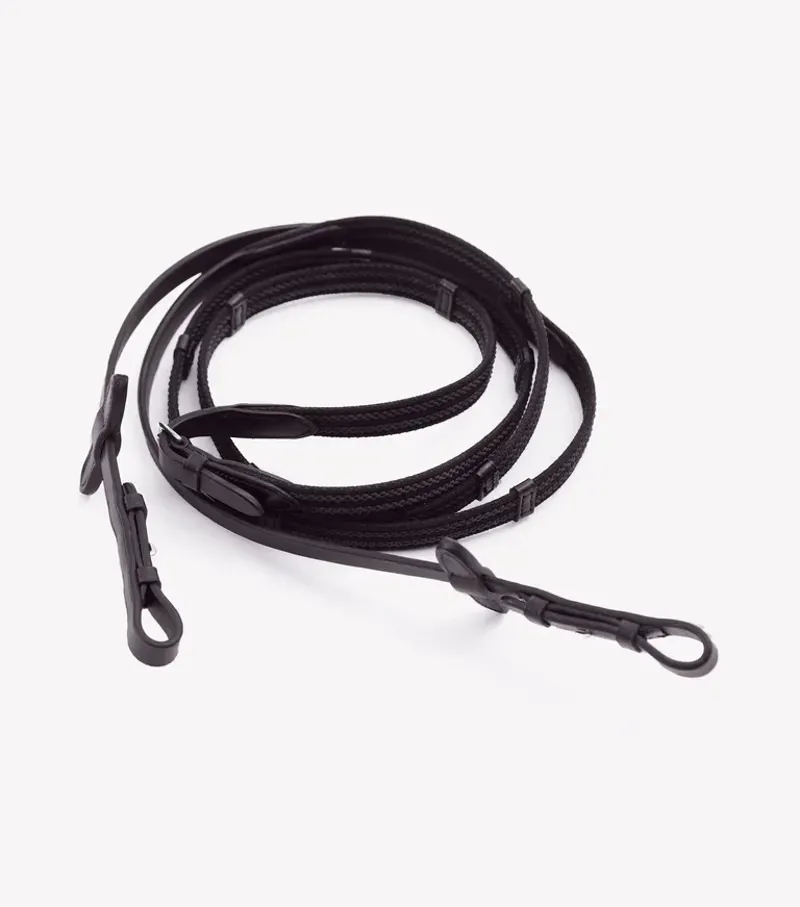 Premier Equine 3/4 Domenico Web and Rubber Grip Reins in Brown-2