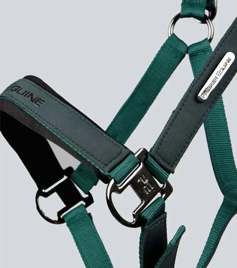 Premier Equine Duco Padded Head Collar With Lead Rope in Green-4
