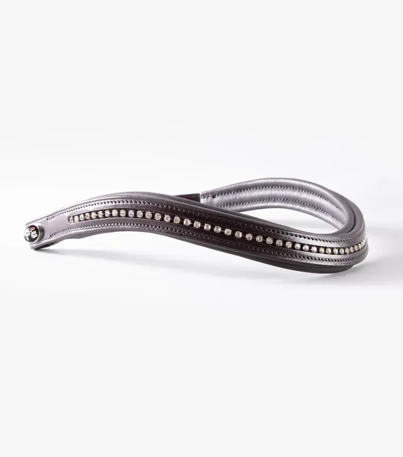 Premier Equine Elaborare Shaped Diamante Browband in Brown