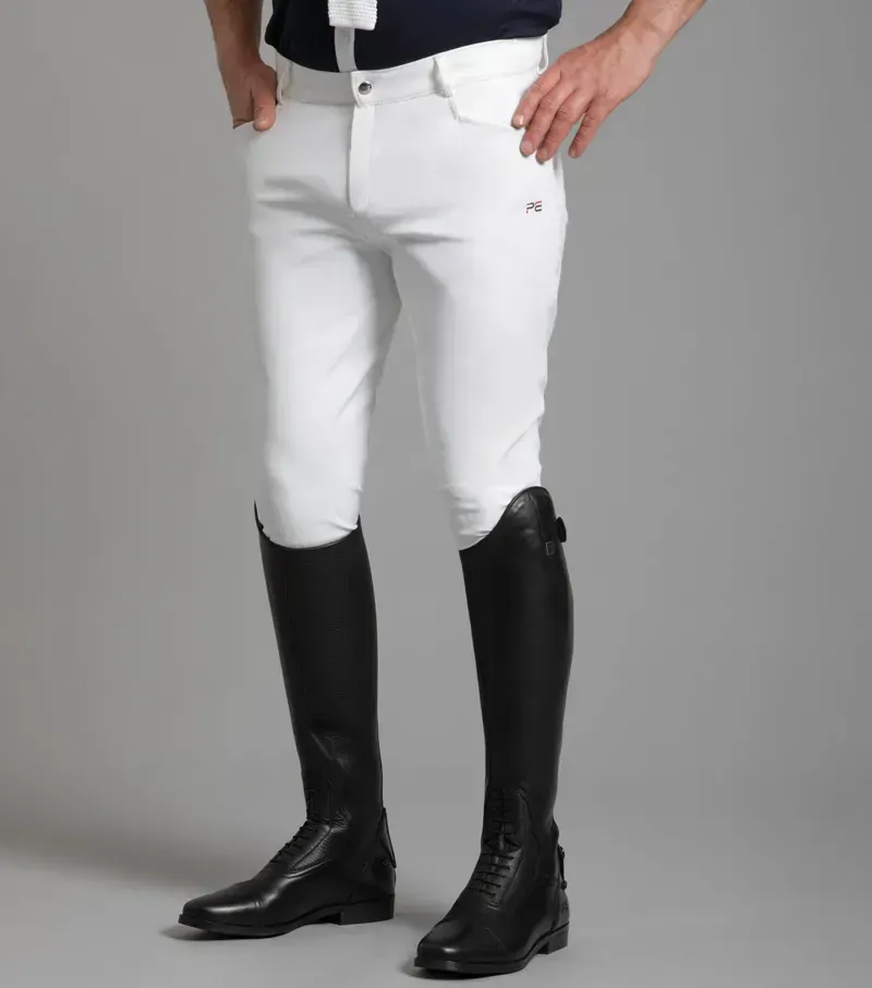 Premier Equine Emilio Gel Knee Competition Breeches in White-1