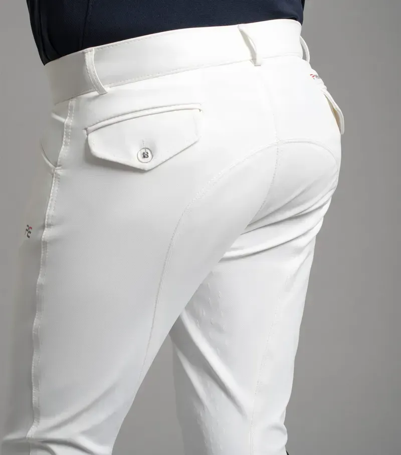 Premier Equine Emilio Gel Knee Competition Breeches in White-2