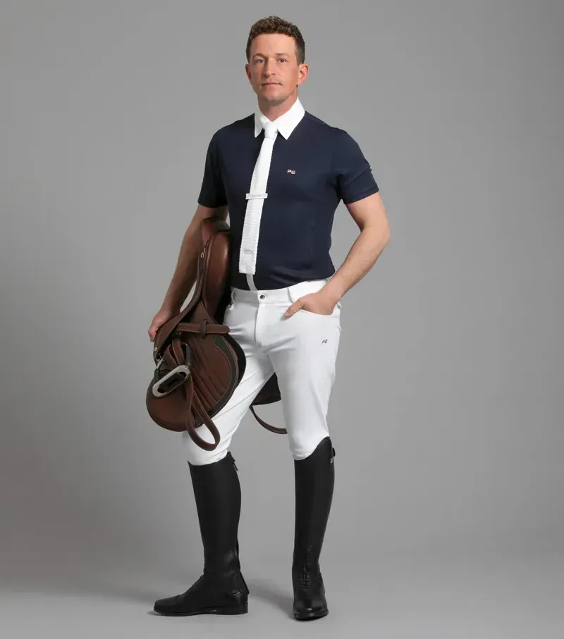 Premier Equine Emilio Gel Knee Competition Breeches in White-5