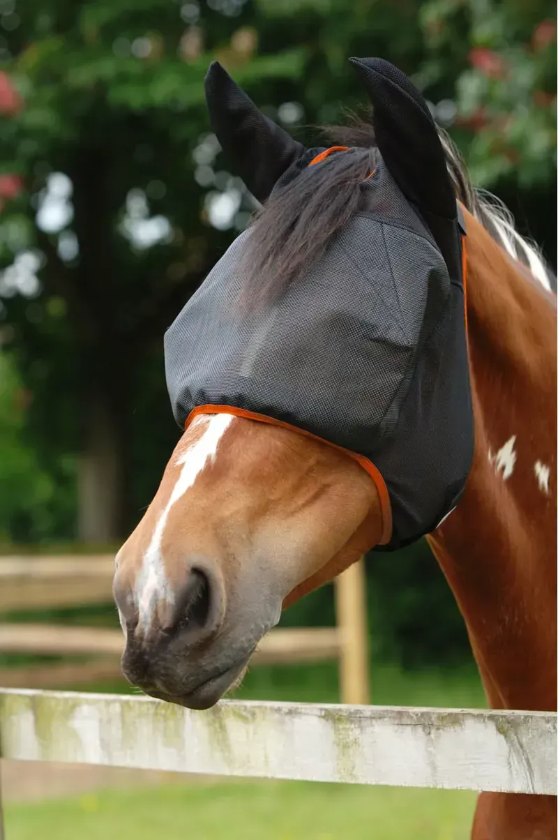 Equilibrium Field Relief Midi Fly Mask With Ears in Grey/Orange