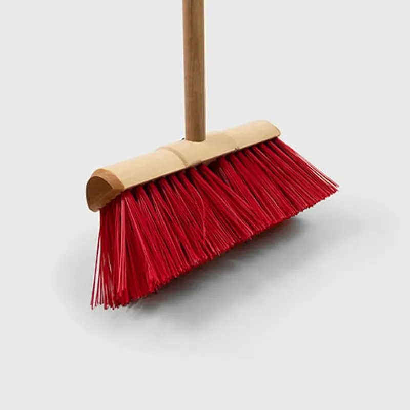 Hillbrush PVC 13in Yard Broom w/Handle in Red