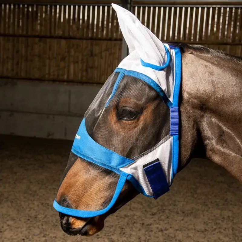 Whitaker Salvador Deluxe Pony Fly Veil in White/Blue
