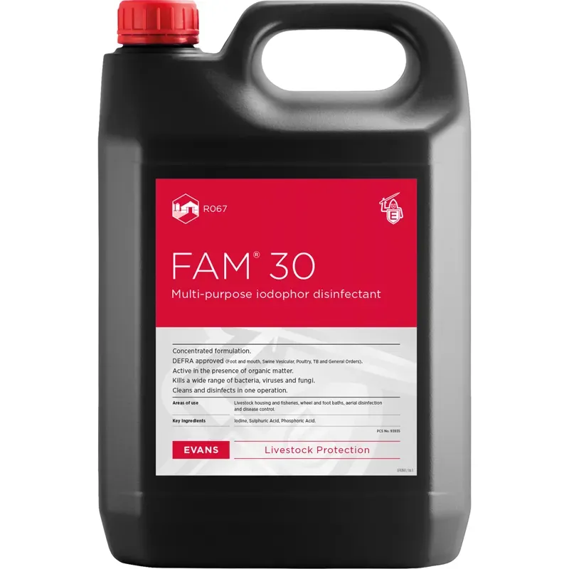 Evans Vanodine 2 x 5lt Fam 30 Disinfectant in Black