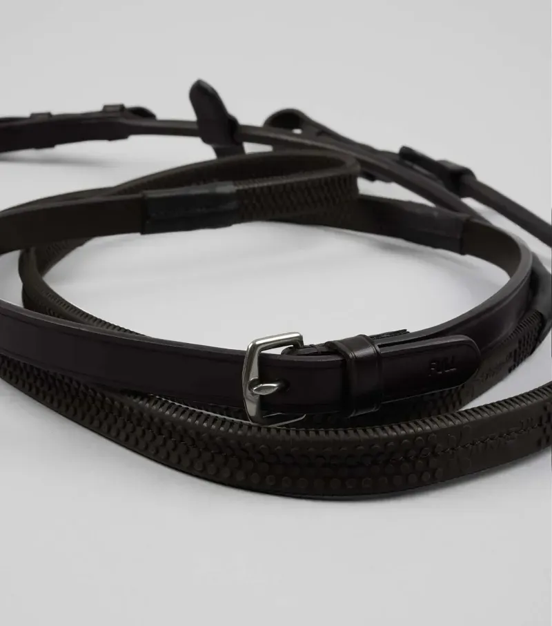 Premier Equine 5/8 Finetti Rolled Leather Reins in Brown-3