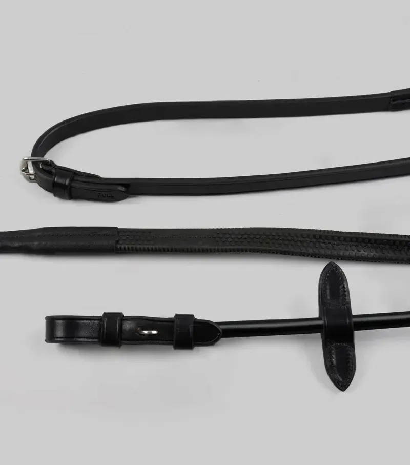 Premier Equine 5/8 Finetti Rolled Leather Reins in Black