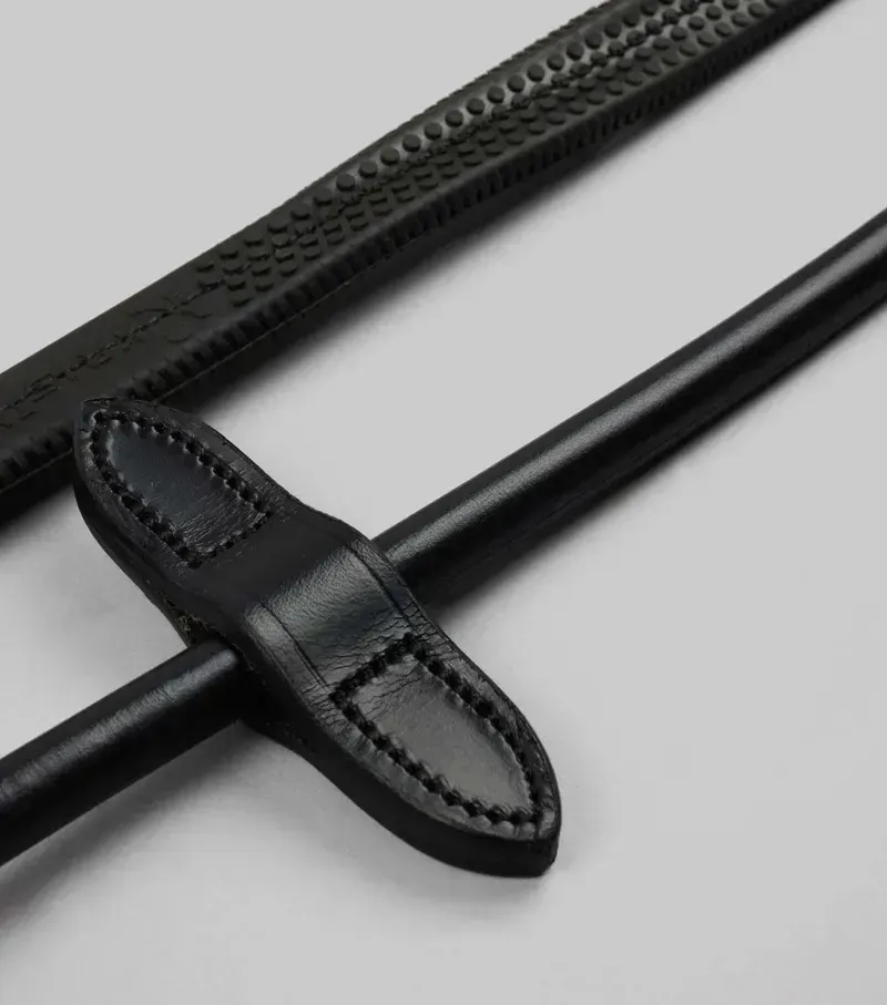 Premier Equine 5/8 Finetti Rolled Leather Reins in Black-1