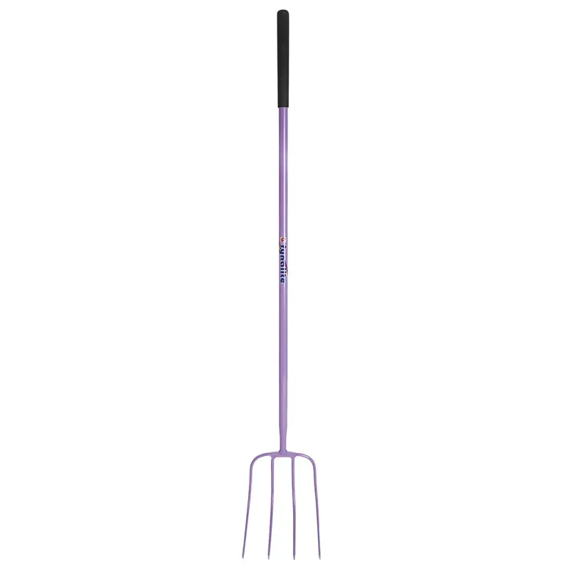 Fynalite 48 Inch 4 Prong Long Hi-Strength Manure Fork in Purple
