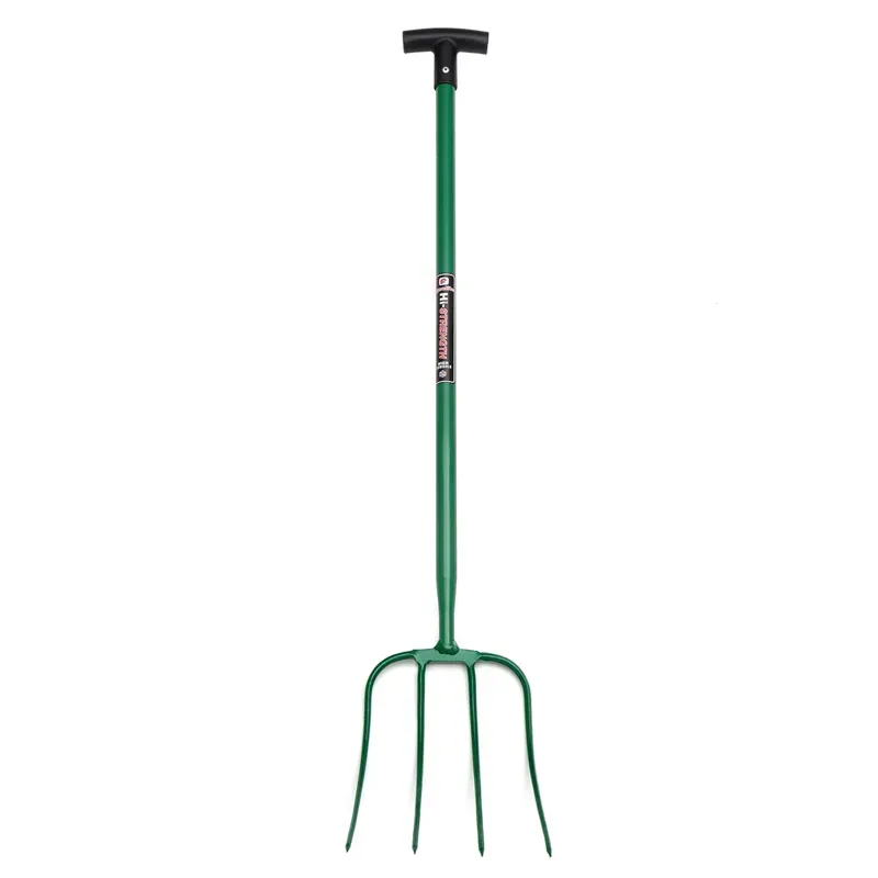 Fynalite 32 Inch 4 Prong T-Grip Hi-Strength Manure Fork in Green