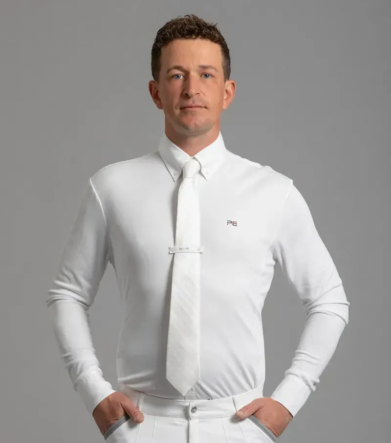 Premier Equine Giulio Long Sleeve Show Shirt in White