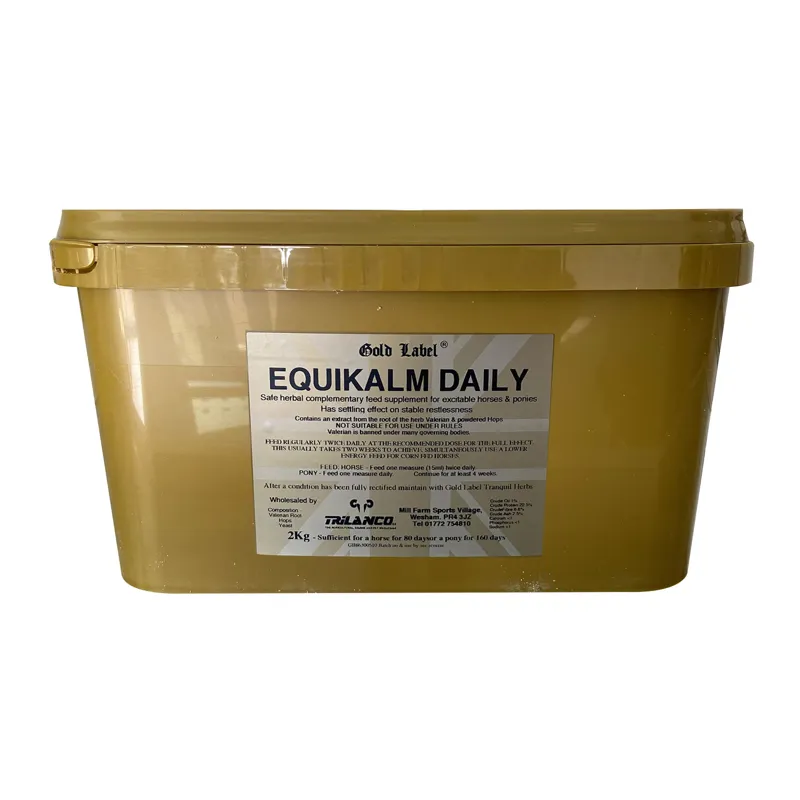 Gold Label 2kg EquiKalm Daily Supplement in Gold