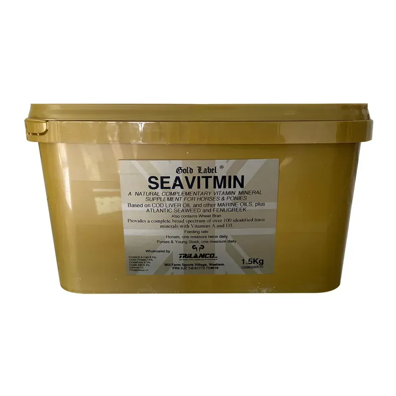 Gold Label 1.5kg Seavitmin Horse Supplements in Gold