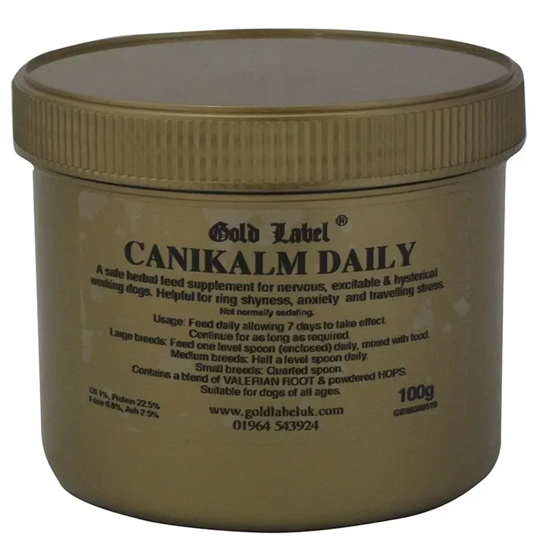 Gold Label 100g Daily CaniKalm Supplements in Gold