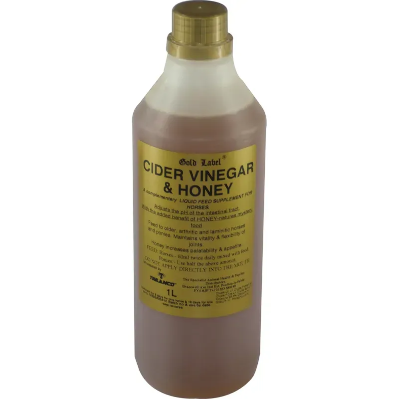 Gold Label 1lt Cider Vinegar and Honey Supplement in Gold