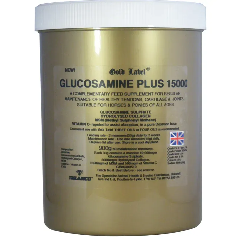 Gold Label 900g Glucosamine Plus 15000 Supplement in Gold