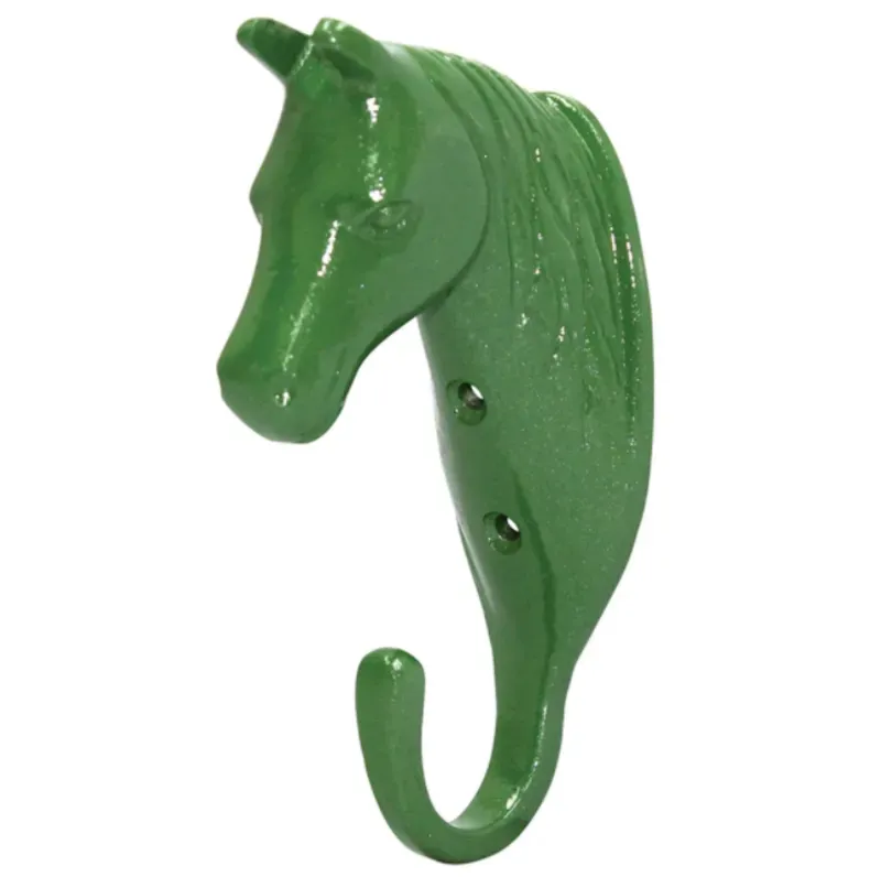 Perry Equestrian Horse Head Single Stable/Wall Hook in Green