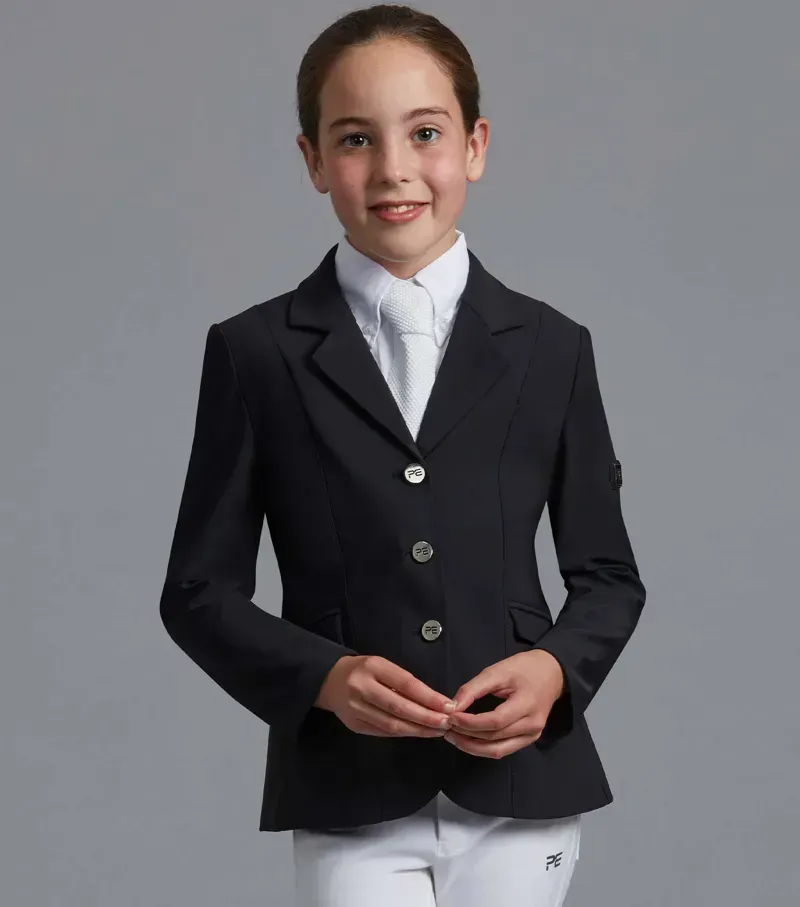 Premier Equine Girls Hagen Competition Jacket in Black