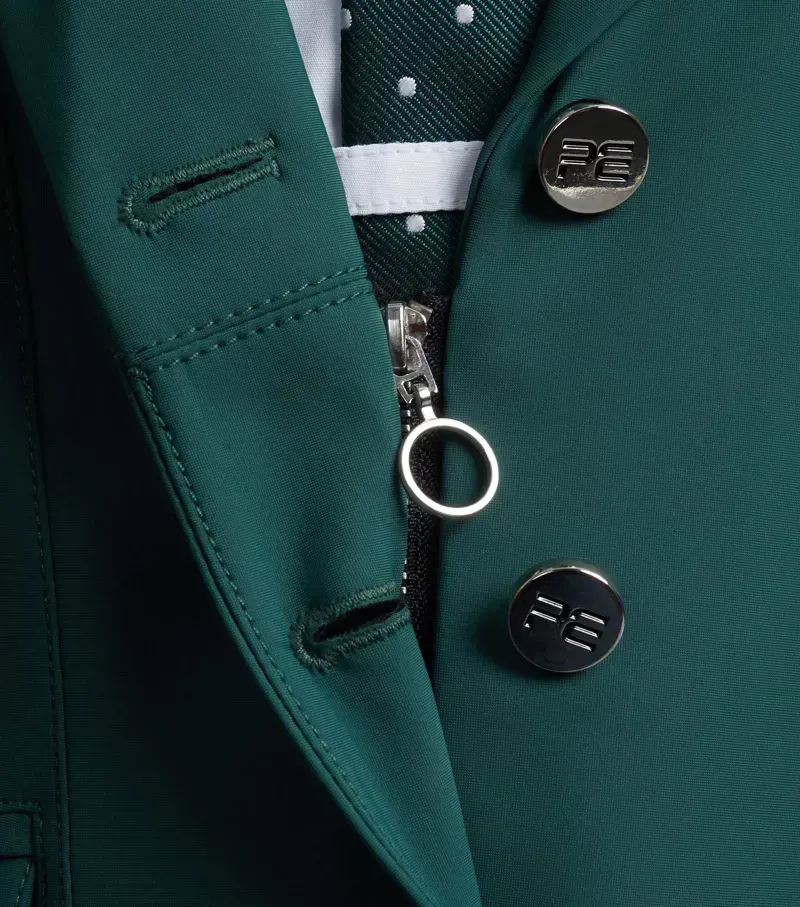 Premier Equine Girls Hagen Competition Jacket in Green-2