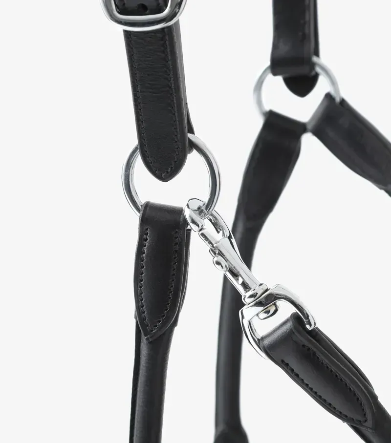 Premier Equine Hennaroso Rolled Anatomic Leather Head Collar in Black-4