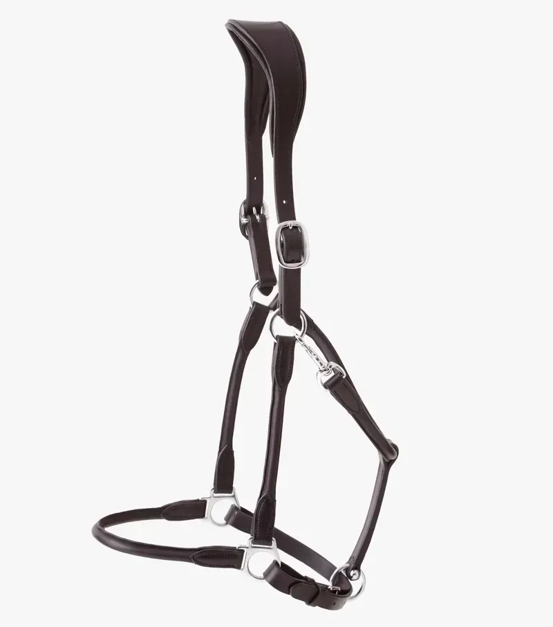Premier Equine Hennaroso Rolled Anatomic Leather Head Collar in Brown-1