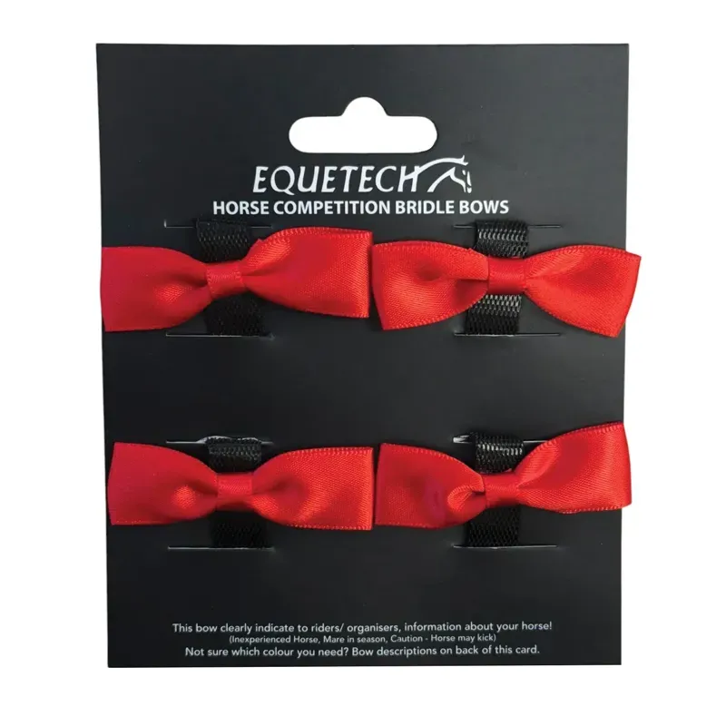 Equetech 4 Horse Bridle Warning Ribbons in Red-1