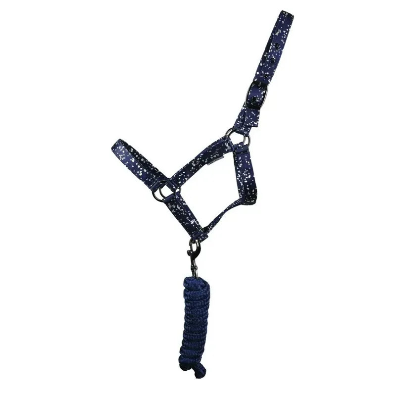 Hy Equestrian Elevate Allure Head Collar and Lead Rope in Navy/Gun Metal Grey