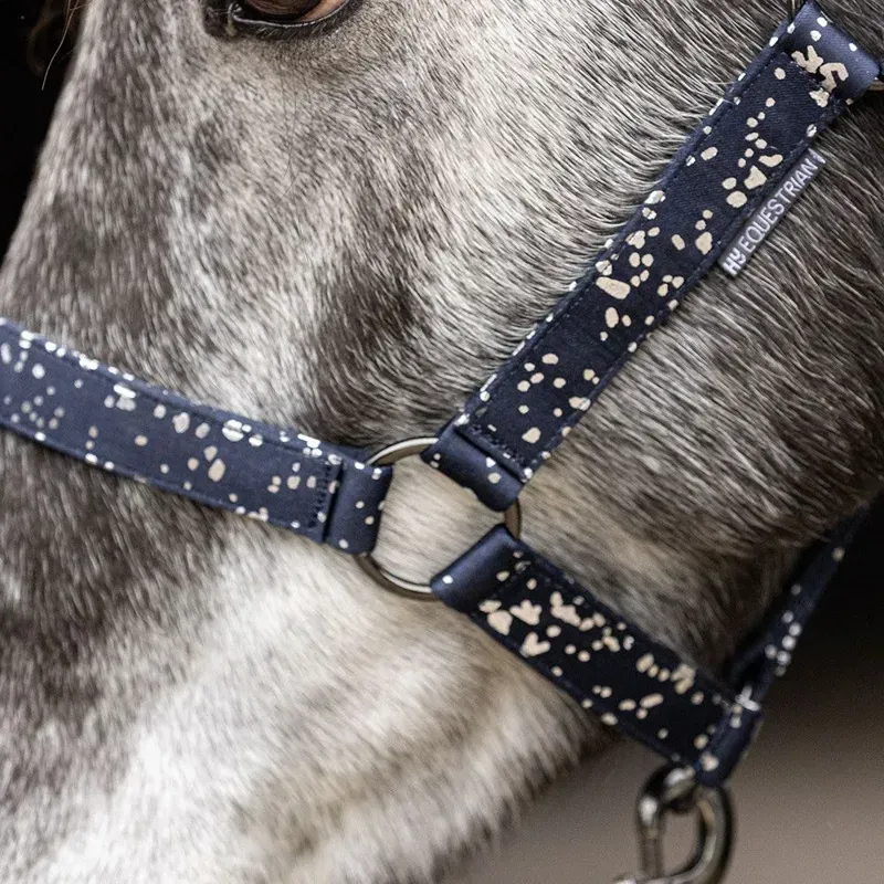 Hy Equestrian Elevate Allure Head Collar and Lead Rope in Navy/Gun Metal Grey-2