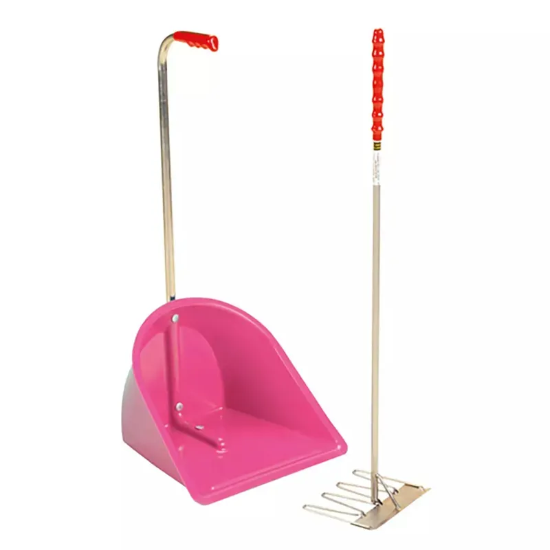 Stubbs Stable Mate Manure Collector with Long Handle Rake in Pink