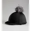 Premier Equine Jersey Hat Silk With Faux Fur Pom Pom in Black