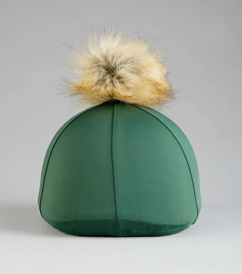 Premier Equine Jersey Hat Silk With Faux Fur Pom Pom in Green-5