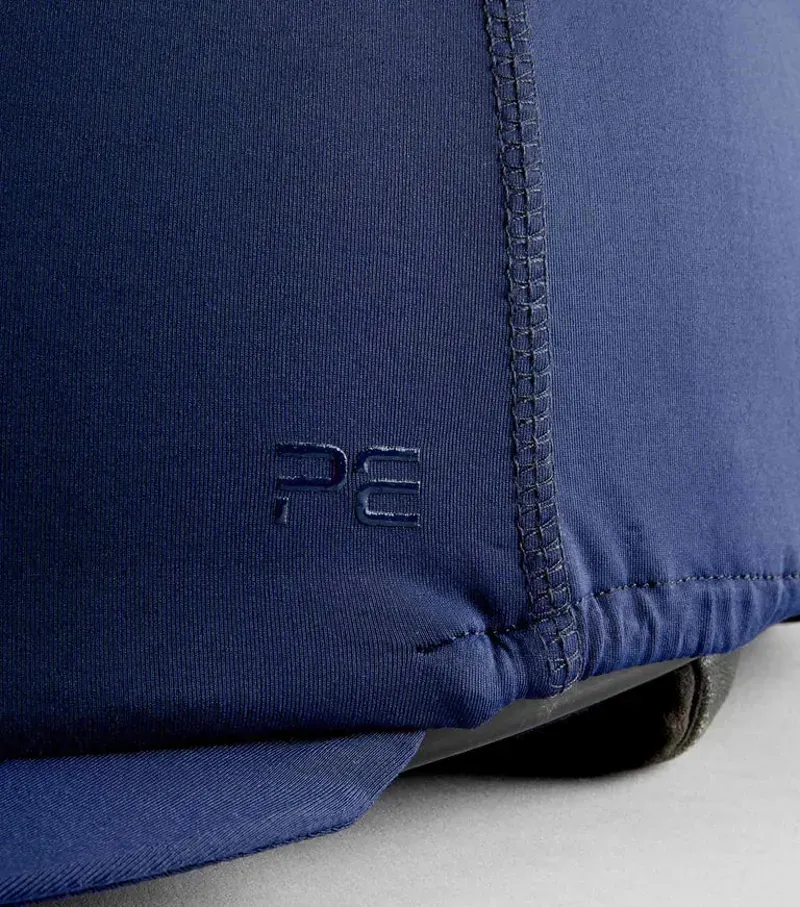 Premier Equine Jersey Hat Silk With Faux Fur Pom Pom in Navy-4