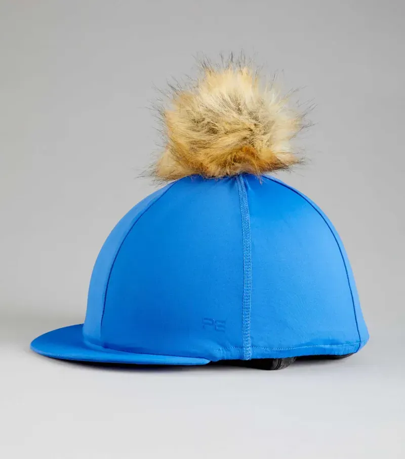 Premier Equine Jersey Hat Silk With Faux Fur Pom Pom in Royal Blue