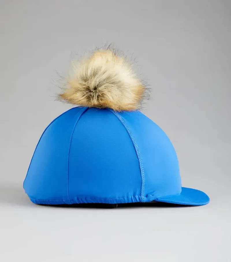 Premier Equine Jersey Hat Silk With Faux Fur Pom Pom in Royal Blue-1