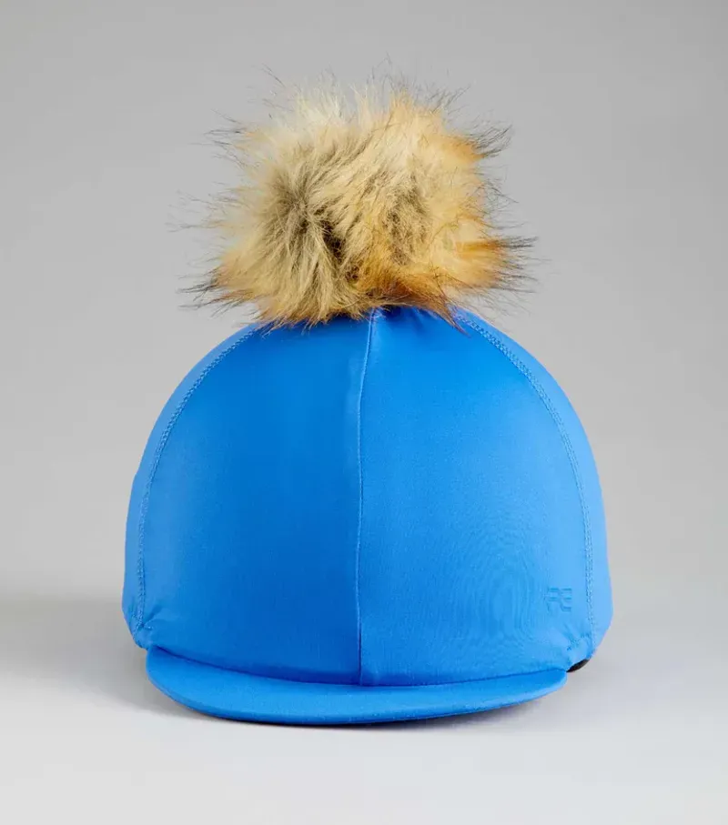 Premier Equine Jersey Hat Silk With Faux Fur Pom Pom in Royal Blue-2
