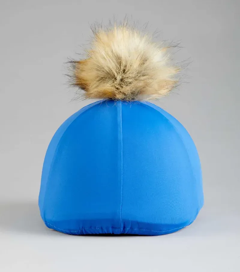 Premier Equine Jersey Hat Silk With Faux Fur Pom Pom in Royal Blue-5